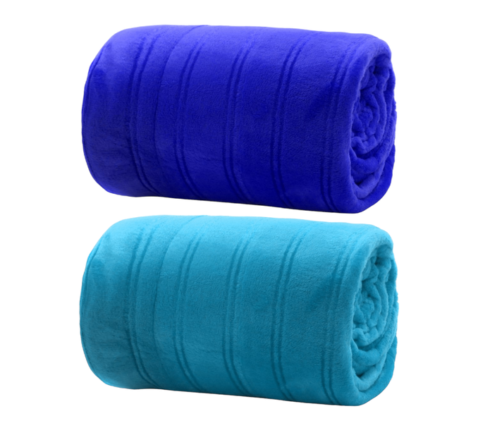 Polyester Fleece Blanket - Double Striped - 200cm x 180cm - 2 pack