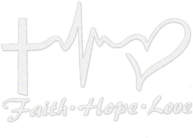 Faith Love Hope Vinyl Sticker (White)
