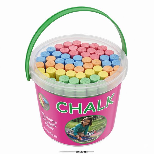 Medium Washable Multicolor Chalk Bucket, Non-Toxic for Kids + ReVibe Pen