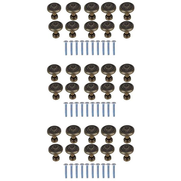 10Pack Antique Bronze Flower Round Kitchen Cabinet Door Drawer Handle