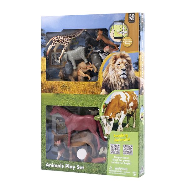 Planet Greenbean Wild Animals &amp; Farm Animals Playset: 30 Pieces