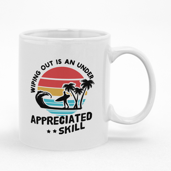 Surfing Mug. Wiping Out Coffee Cup, Great Gift idea for Birthday Christmas