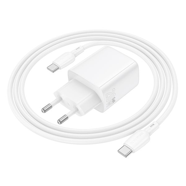 Borofone 20W GaN Dual Port (USB-C+USB-A)Fast Charger with 1mUSBC-USBC Cable