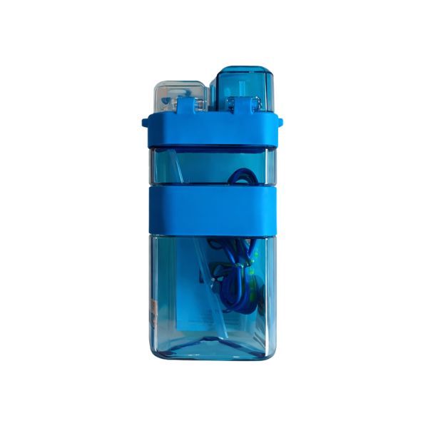 Portable Fitness Water Bottle with Carry Strap - Blue