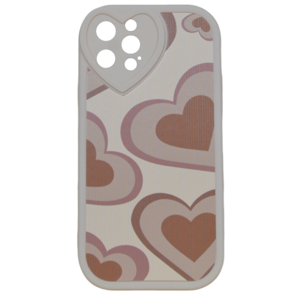High Quality Abstract Heart Design Phone Cover for iPhone 12 Pro - Pink