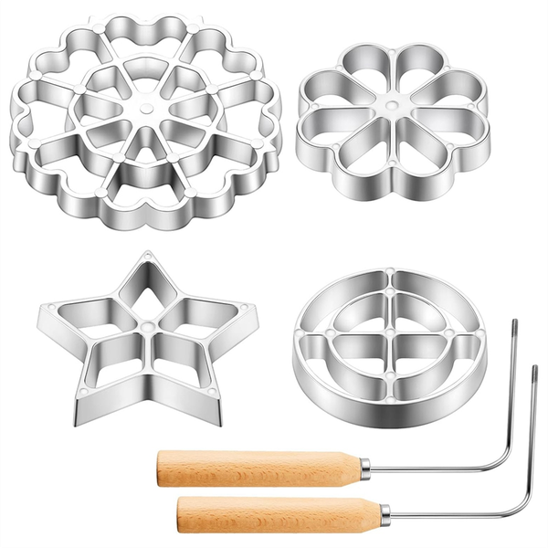 Rosette Iron Molds Set Bunuelos Mold with Handle 6Piece