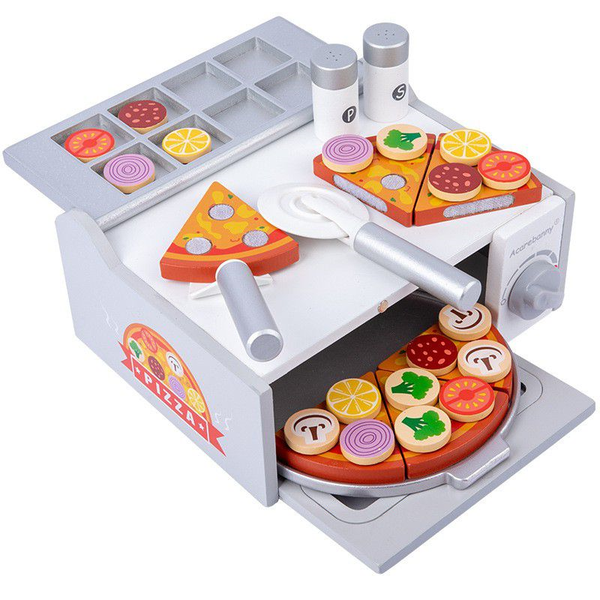 Kids Wooden Diy Pizza Making Oven Playset Toy
