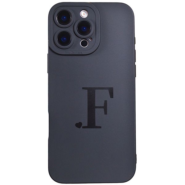 Phone Case with Initial 'F' Print and Pro Cam Compatible with Iphone 16 Pro Max - Black