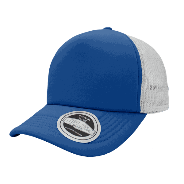 Rebound Uflex 5P Curved Peak Trucker Cap Hat White an Blue Adjustable Size