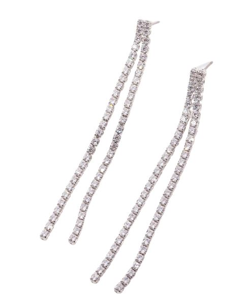 Cubic Zirconia Drop Row Earrings