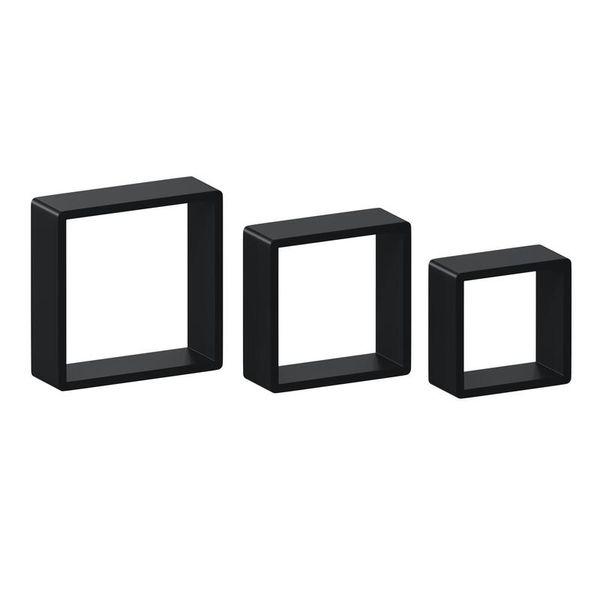 Spaceo Rounded Square Shelves 3 Pack - Black