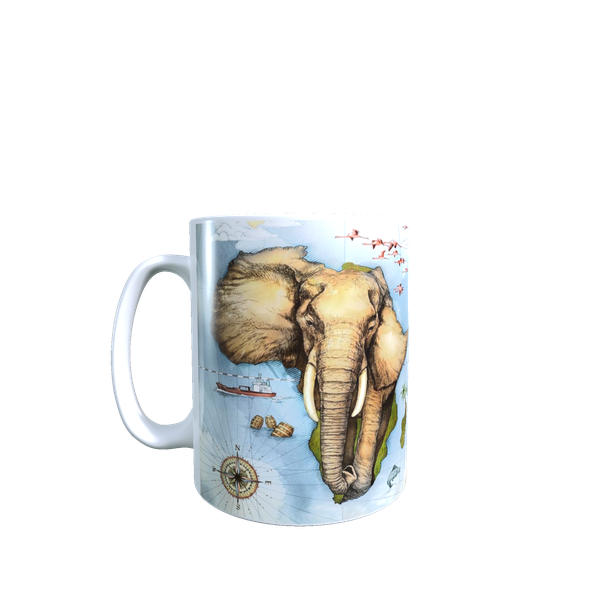 African Elephant Map - Coffee Mug - Unique Wildlife &amp; Travel-Inspired Gift