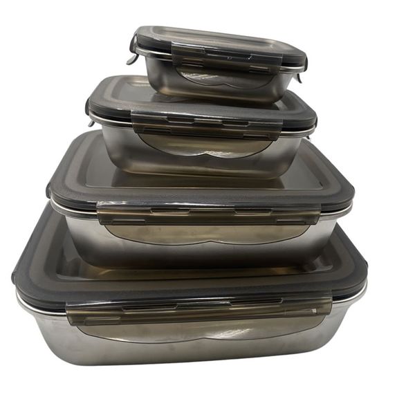 4 Airtight Stainless Steel Storage Containers F49-8-658