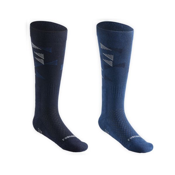 Fouganza Kids' Riding Socks Sks 500 - Navy &amp; Midnight Print