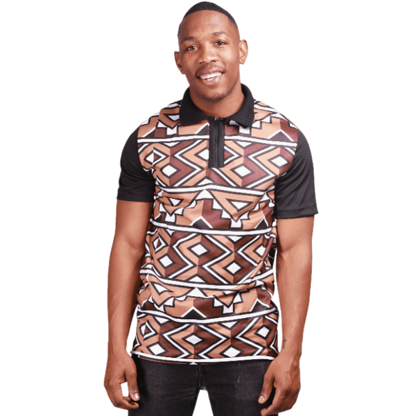Modern Zulu Heritage African Golf Shirt by Tribe Afrique