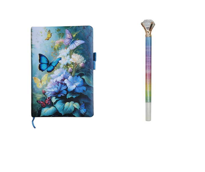 2 Pack Combo A5 Notebook &amp; Pen Diamond Stone Top Journal Campus Diary Gift