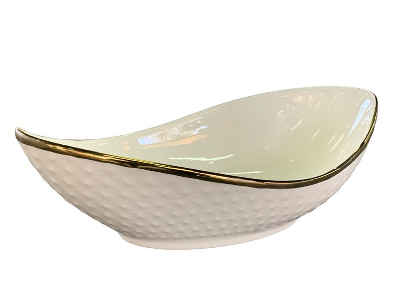Quality Twisted Embossed Bowl With Gold Rim