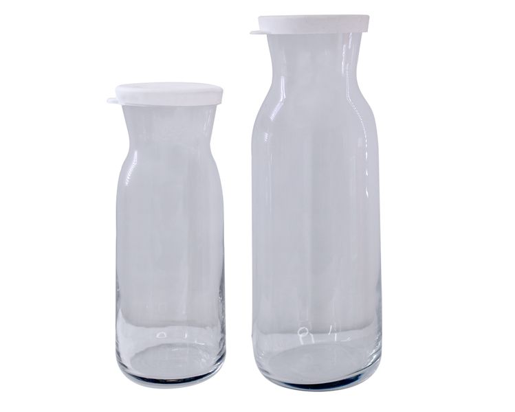 Set of 2 Glass Refrigerator Bottles with Silicon Stoppers - 1L &amp; 500ml