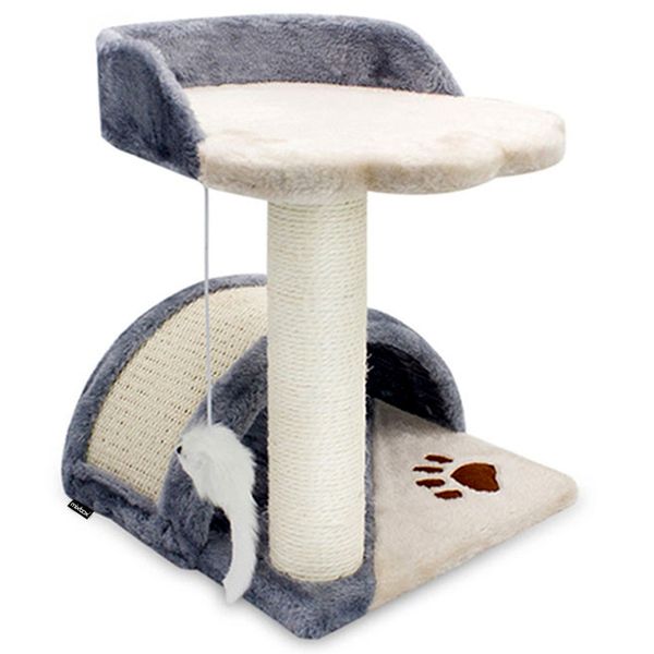 Tree Scratcher &amp; Climbing Cat House &amp; Playpost - Gray &amp; Beige