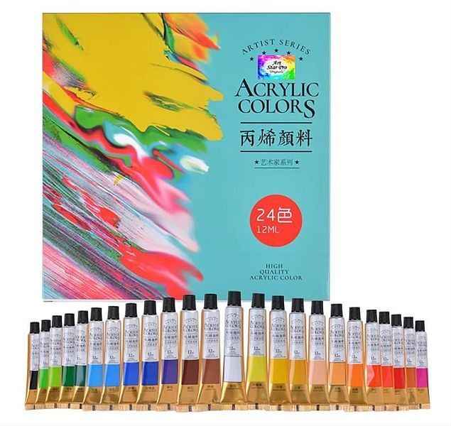 Art Star Pro Acrylic Paint 24 Set 12ml Premium Quality Arts & Crafts ...