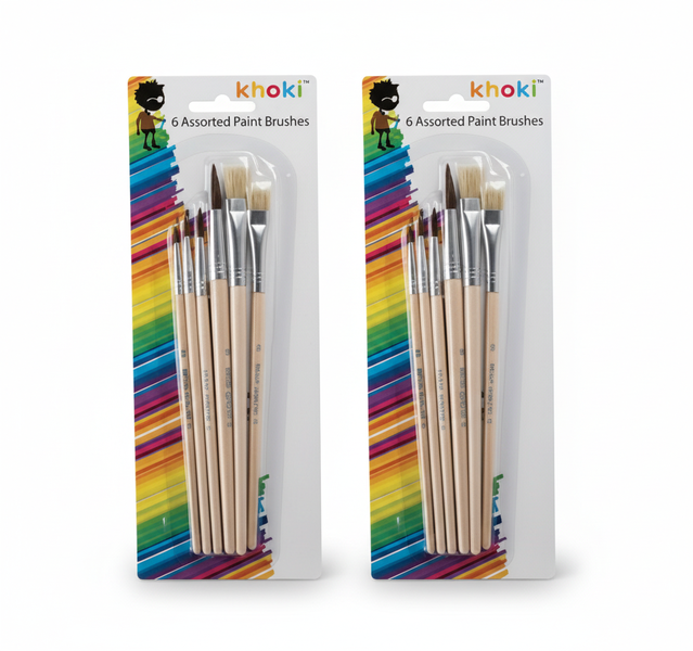 Khoki 6 Piece Artist Paint Brushes Set for Acrylic and Craft - 2 Pack