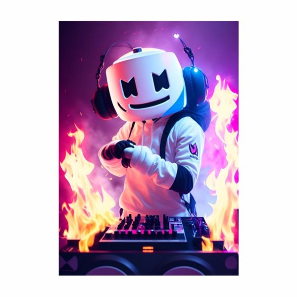 DJ Marshmello Flames and Headset - A1 Poster