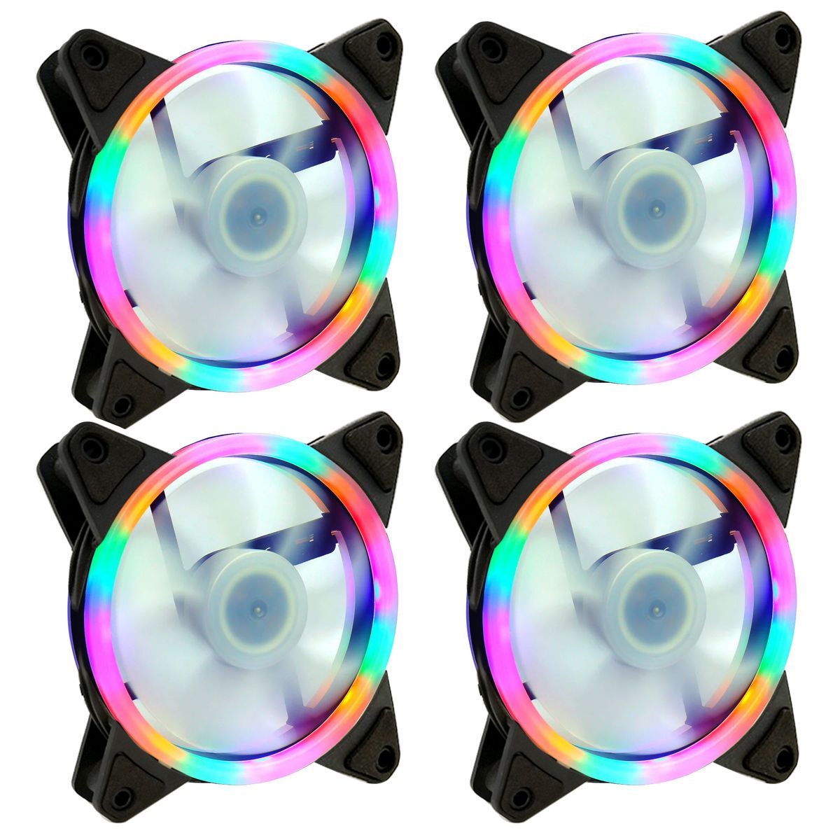 4PCS 12cm 4 Pin Silent Computer Cooling Fan – Rainbow