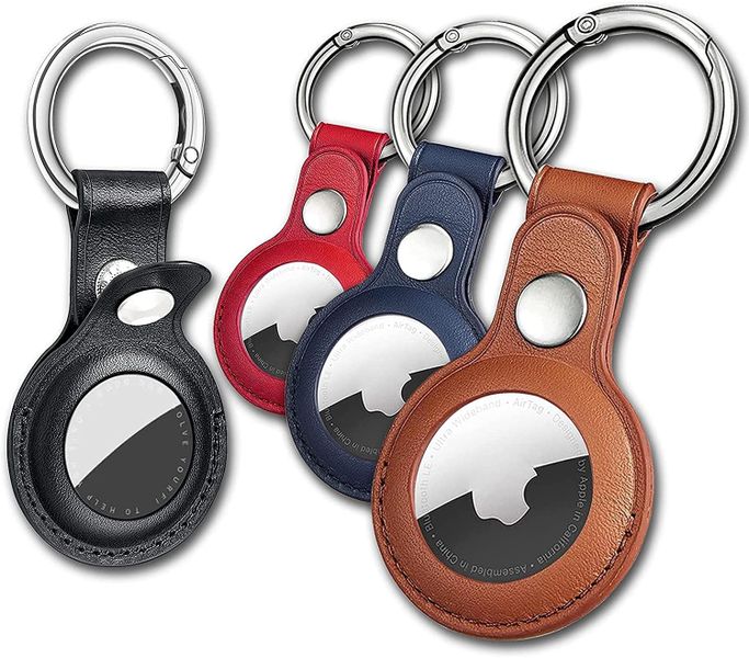 4 Pack - Okotec Air Tag Key Chain Leather Case Airtag Holder Key Ring Cover