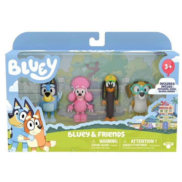 Bluey - Series 3 &amp; Series 4 - Figure 4 Pack - Bluey and Friends