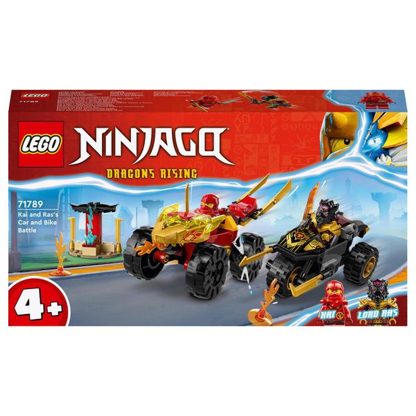 LEGO® NINJAGO® Kai and Ras’s Car and Bike Battle 71789 Building Toy Cars (103 Pieces)
