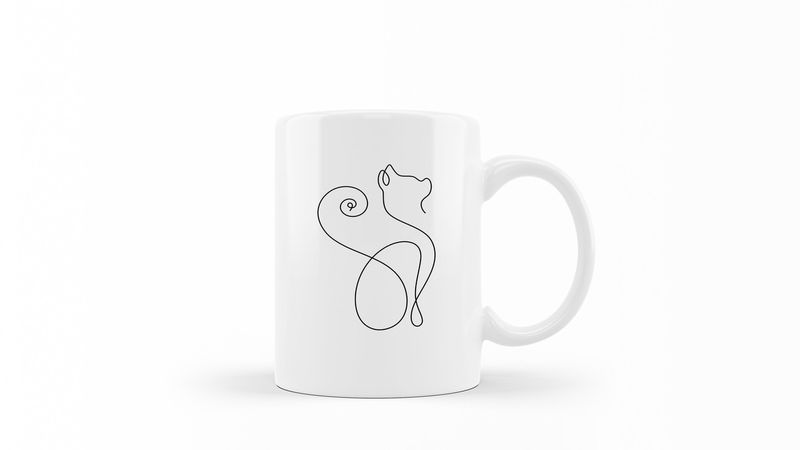 Designer Line Art Coffee Mug - Simple Cat