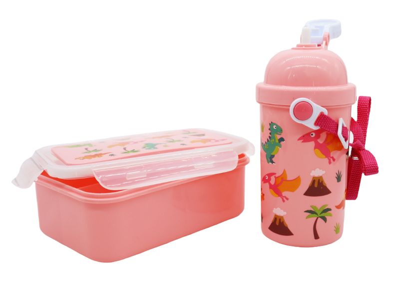 Kids' Portable Cold Food Lunch Box With Water Bottle Set With White Cap