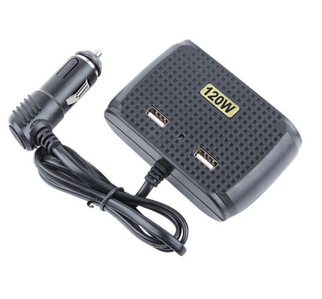 Splitter Cigarette Lighter In-Car USB &amp; Three Sockets / 120W