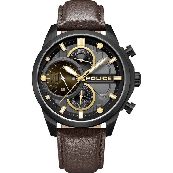 Police Men Black, Brown Leather Button Fashion PEWGF0039203
