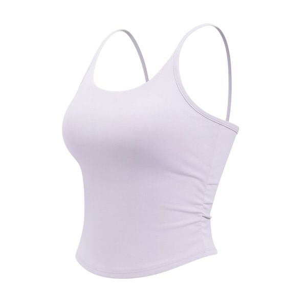 Waist-Pleated Suspender Sports Bra Vest - Licac Purple