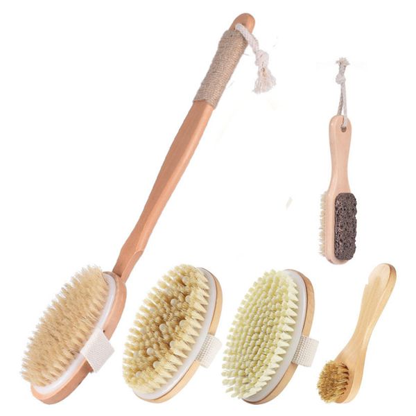 Dry Brushing Set, Natural Boar Bristle Body and Face Brush, Scrub Brush