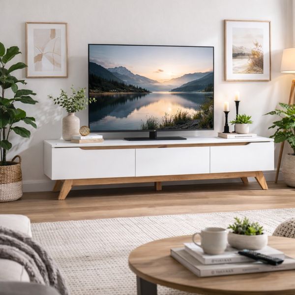 Bragg Mando 1.8m TV Stand, White &amp; Oak