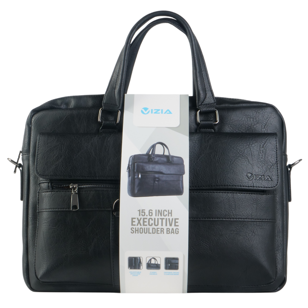 VIZIA 15.6 Inch Faux Leather Laptop Briefcase Bag - Black | Shop