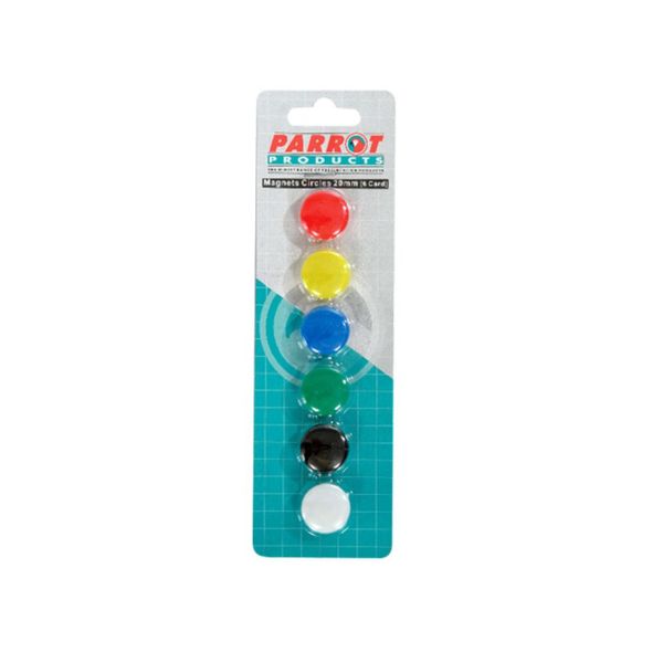 Parrot Products Circle Magnets 20mm (6 per Card) - Assorted Colours