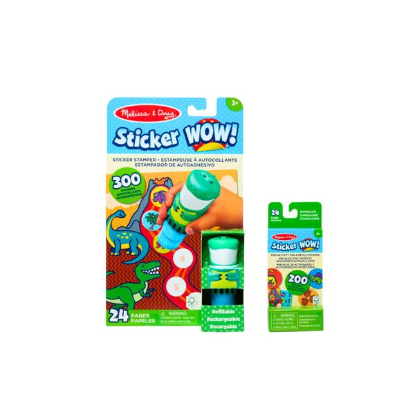 Melissa &amp; Doug Sticker WOW Dinosaur Bundle: Activity Pad &amp; Sticker Stamper