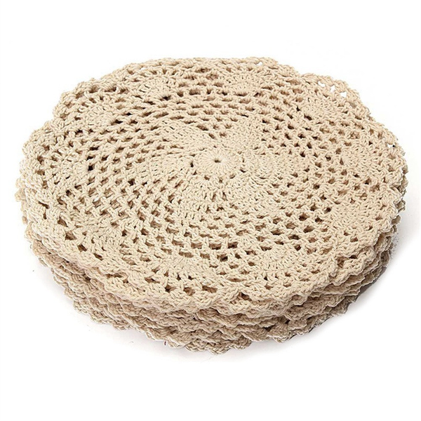 12 Pcs Vintage Cotton Mat Round Hand Crocheted Lace Coasters Crafts