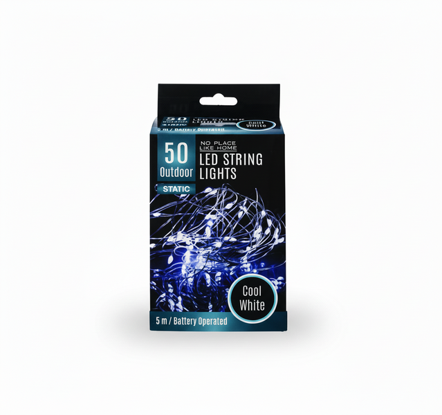 No place like home 5M Outdoor LED String Lights - 50 Cool White Bulbs