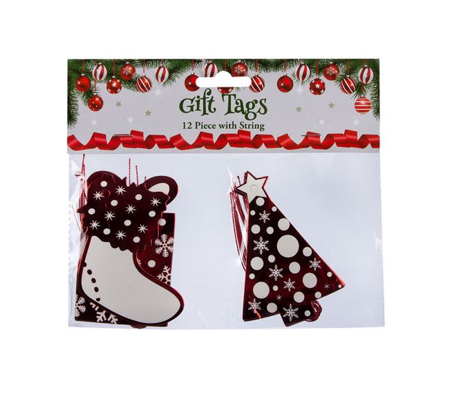Gift Tags - Christmas Accessories - Metallic - 12 Piece - 6 Pack