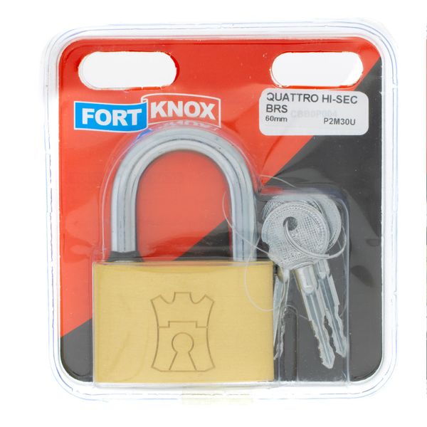 FORT KNOX Padlock Quattro Brass 60mm High Security 4-Sided Key Q:1 P2M30U
