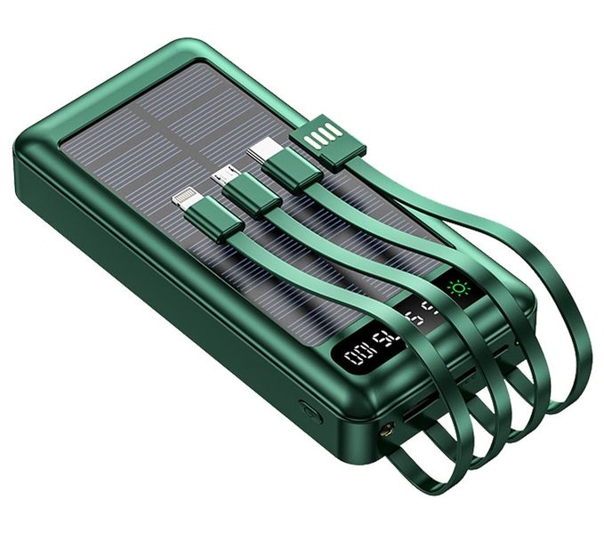 TechZA Solar Power Bank 20000mAh with Built-in Cables TZ214-PB