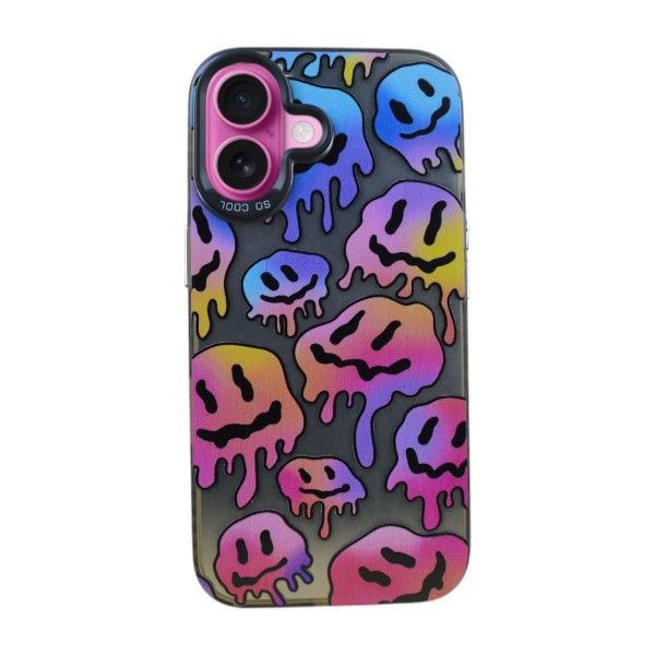 Psychedelic Melt Smiley Phone Case Compatible with iPhone 14 Pro Max - Silver