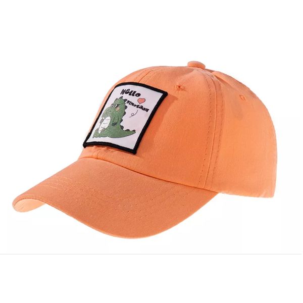 Very Cool Orange Cap for Boys with a Cute Dinosaur Graphic