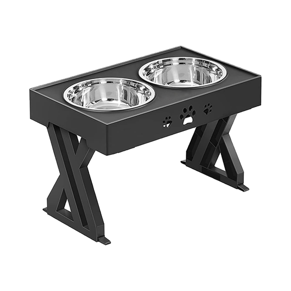 Adjustable Pet Bowl Stand with 2 Stainless Bowls Non-Slip for Dogs Cats