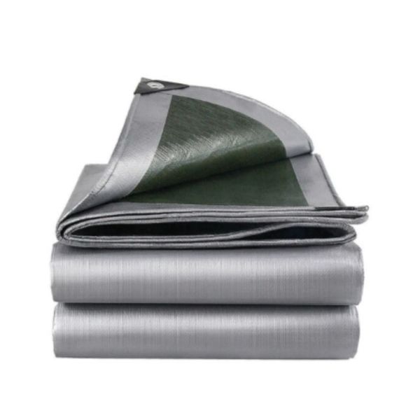 Camping Tool Extra Thick Double Sided PE Protective Tarpaulin Silver (3x3m)