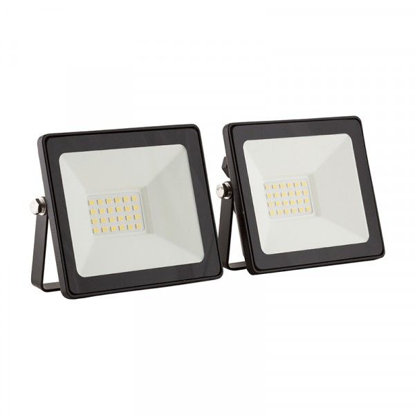 Eurolux LED Floodlight - 20 Watt - Black - Twin Pack